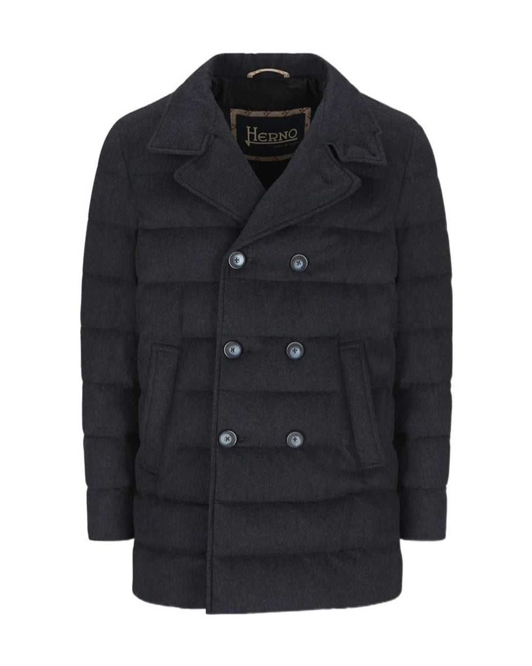 Herno Blue Double Breasted Padded Coat for men