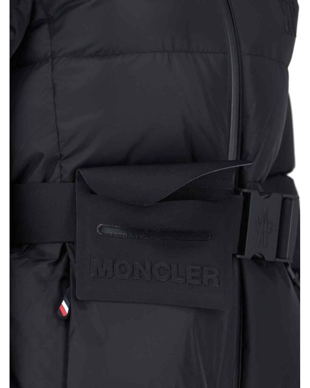 Moncler Black Grenoble Belted Hooded Down Jacket