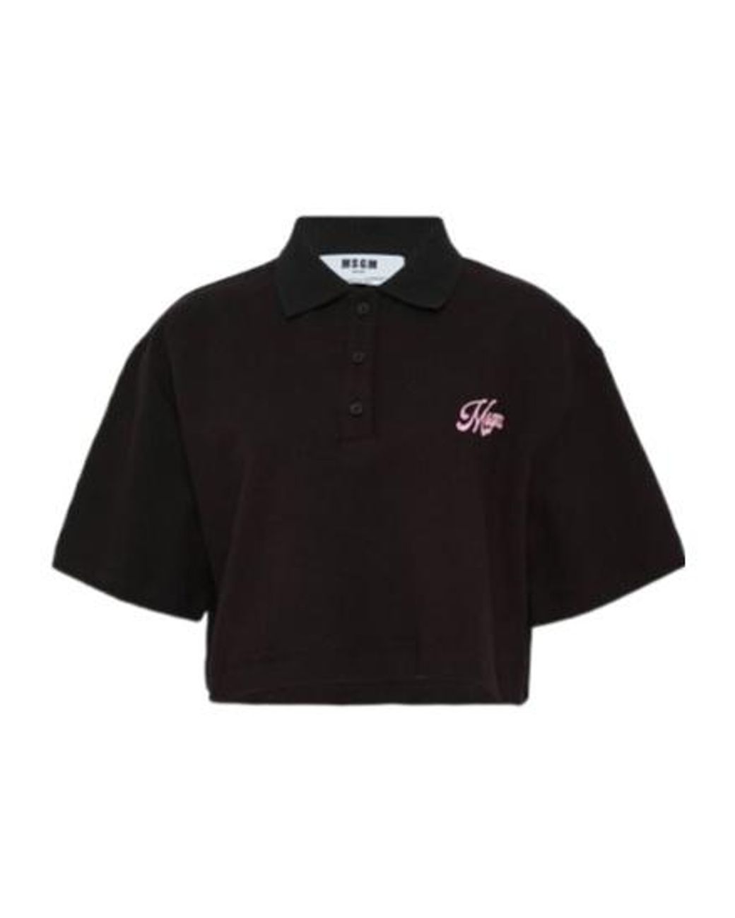 MSGM Black Short-Sleeved Cropped Top