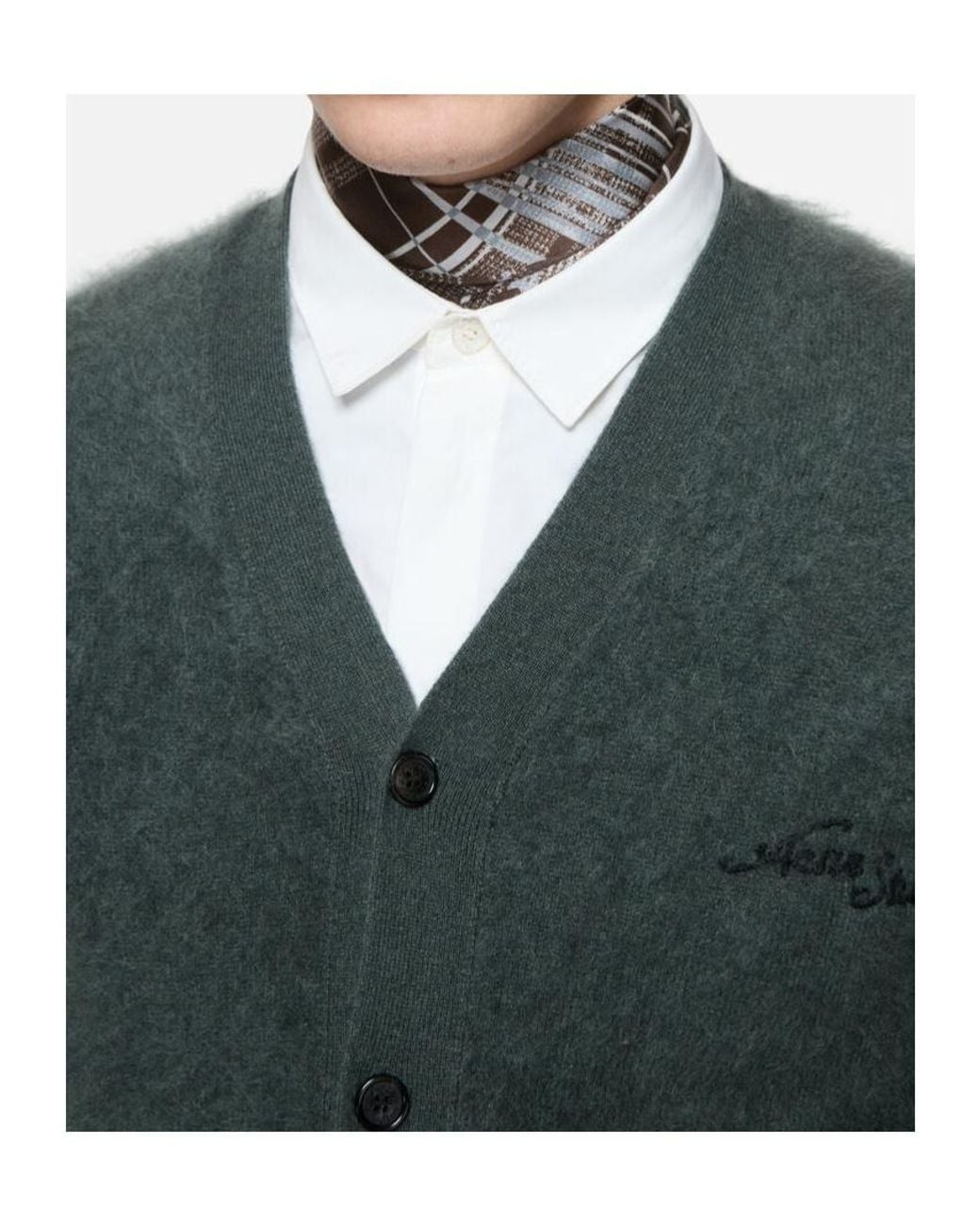 Acne White Checked Scarf for men