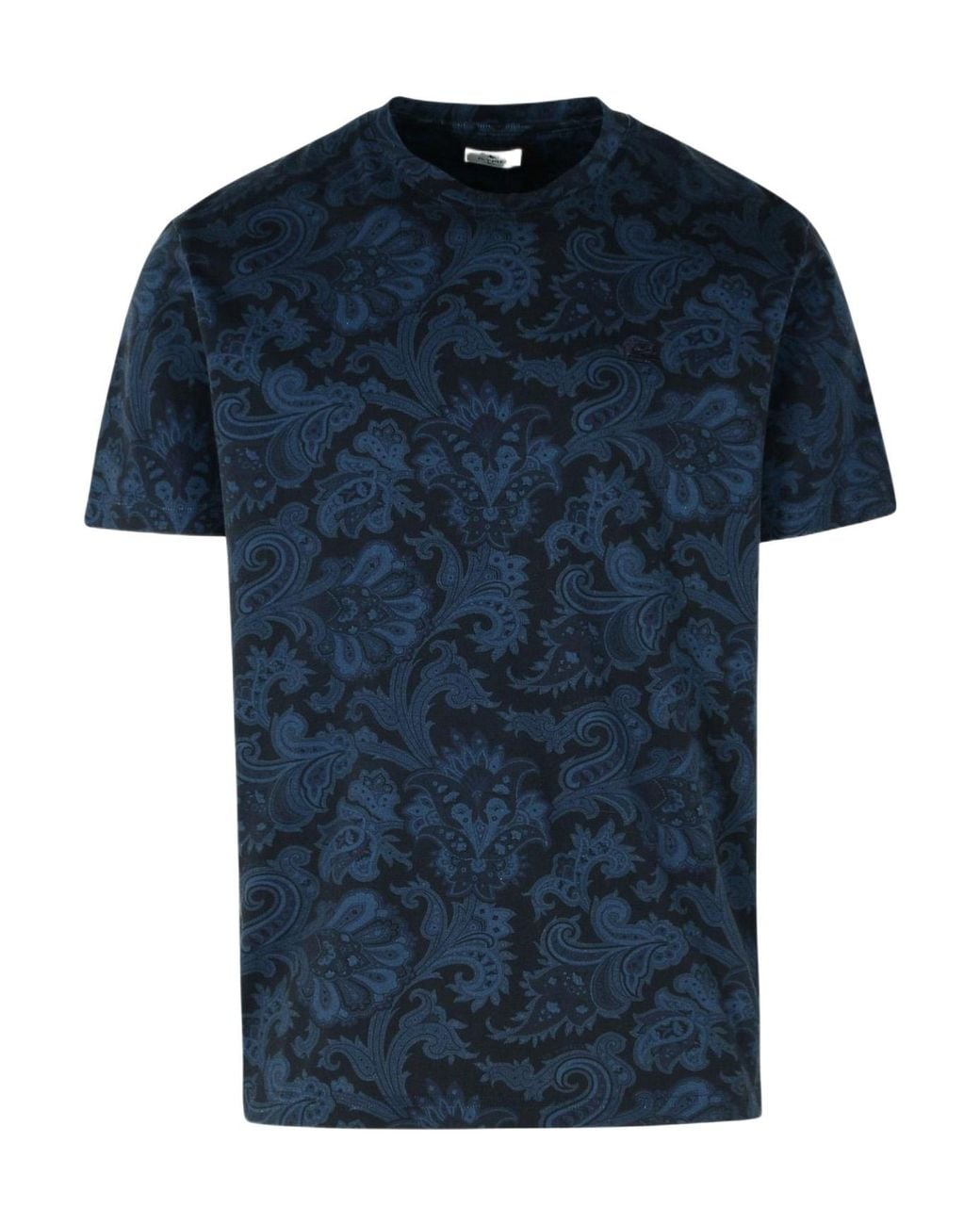 Etro Blue Paisley Printed Roundneck T-Shirt for men