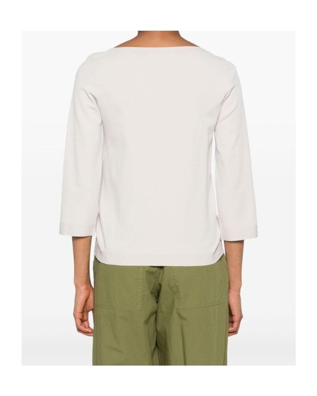 D.exterior Green V-Neck Long Sleeve Top