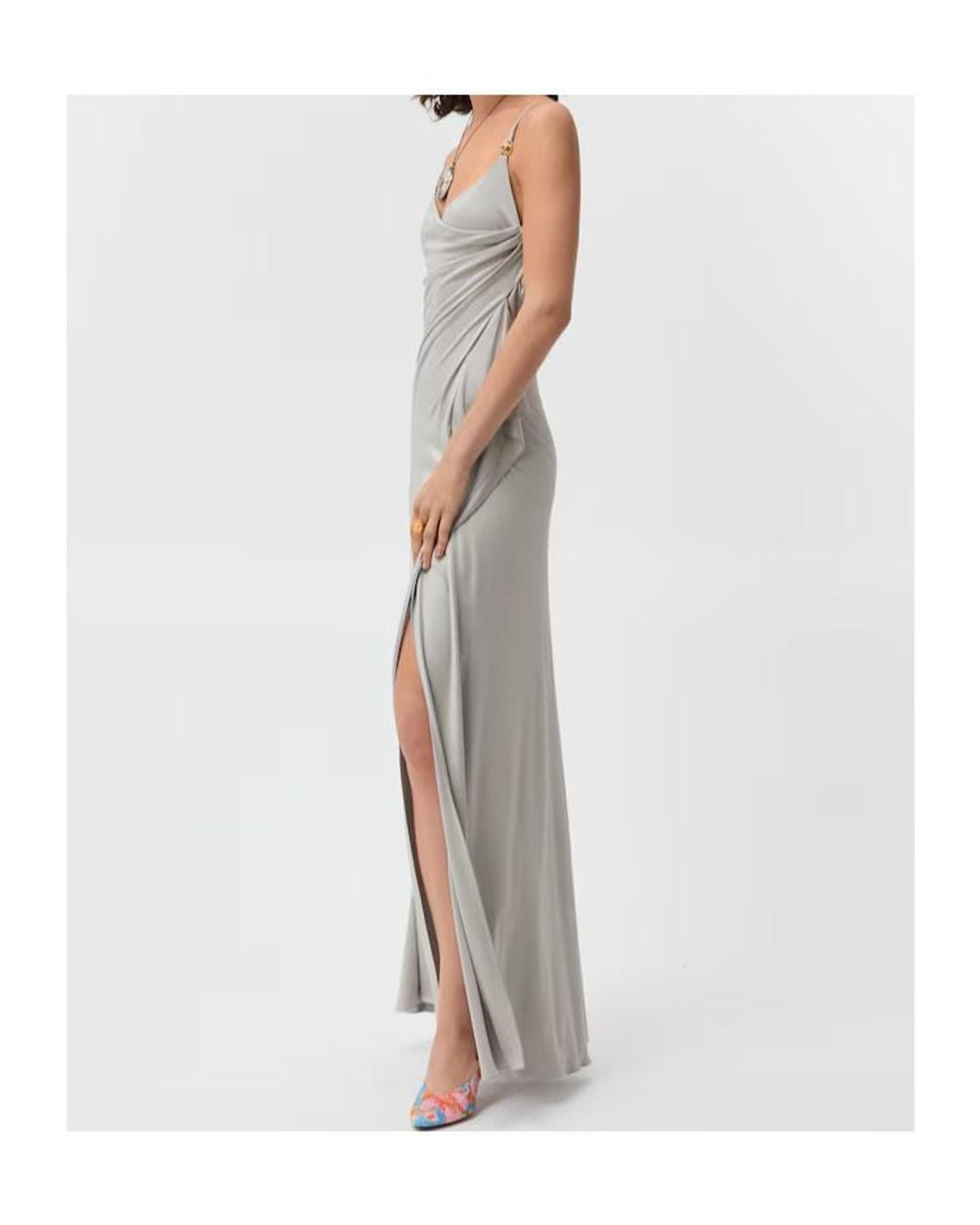 Versace White Draped Jersey Maxi Dress