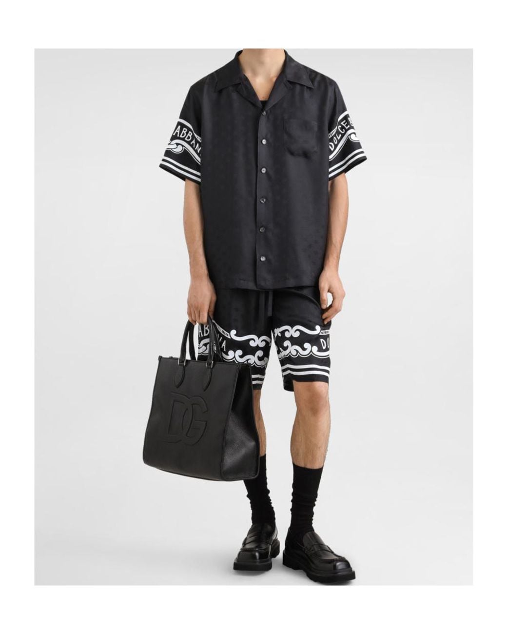 Dolce & Gabbana Black Bandanna Printed Bermuda Shorts for men
