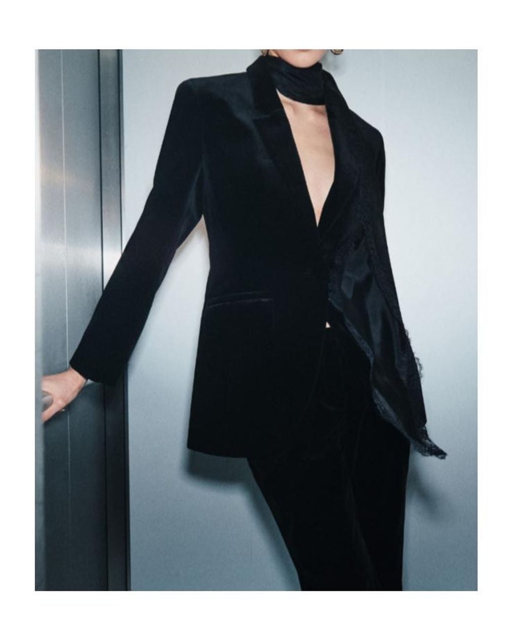 Marella Black Stretch Velvet Blazer