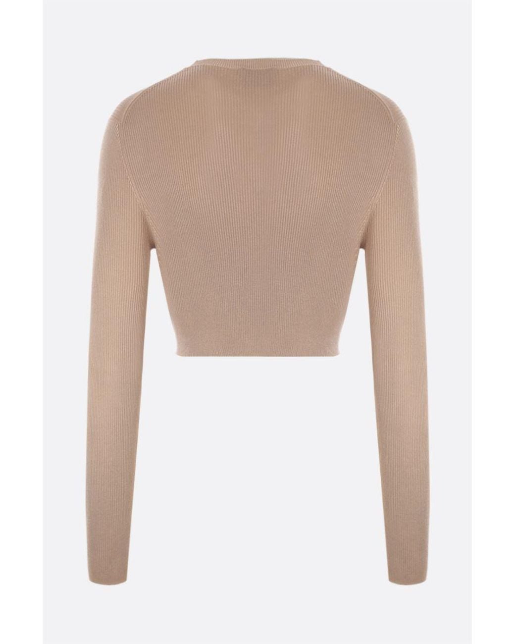 Prada Natural Silk Cropped Logo Sweater