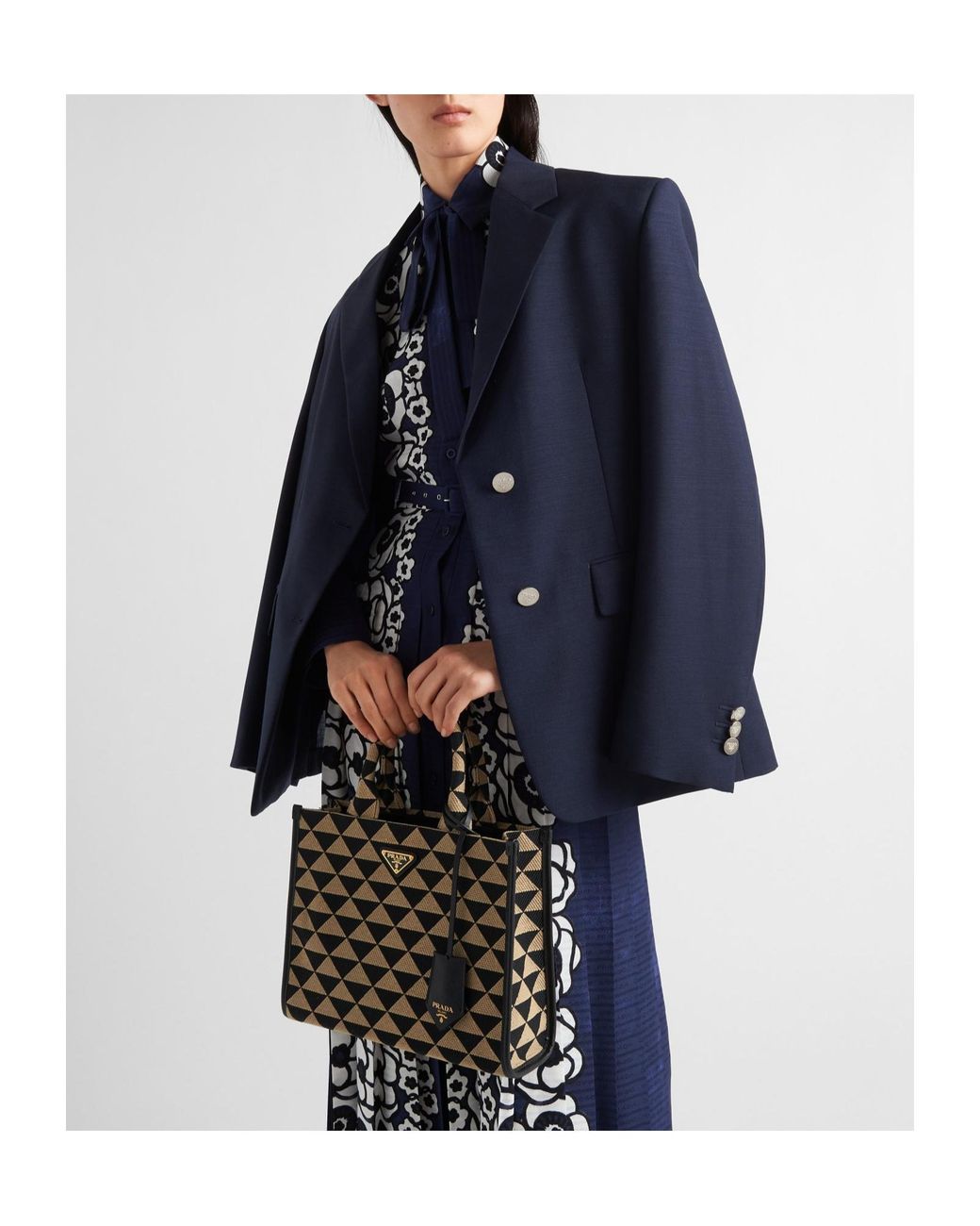 Prada Blue Single-Breasted Tailored Blazer