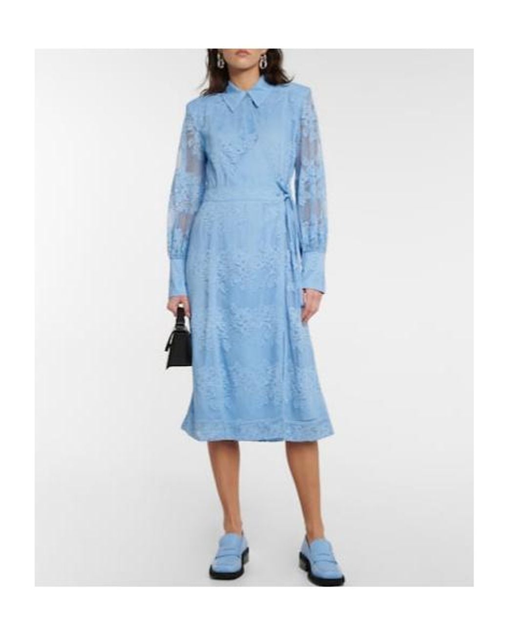 Ganni Blue Lace Shirt Dress