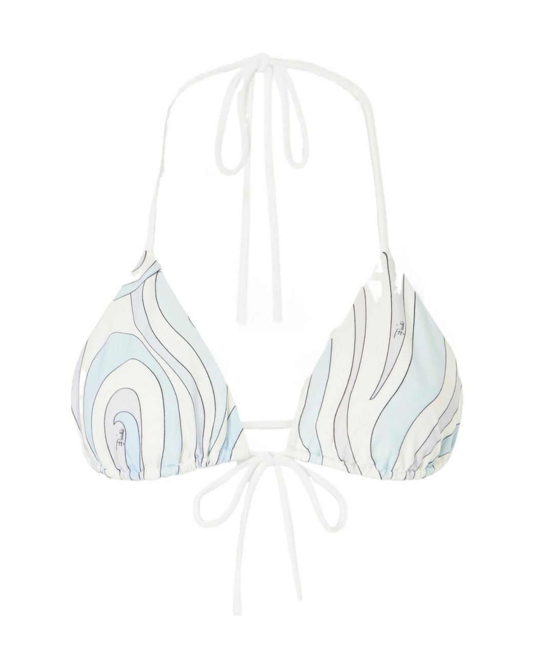 Emilio Pucci White Marmo-Print Bikini Top