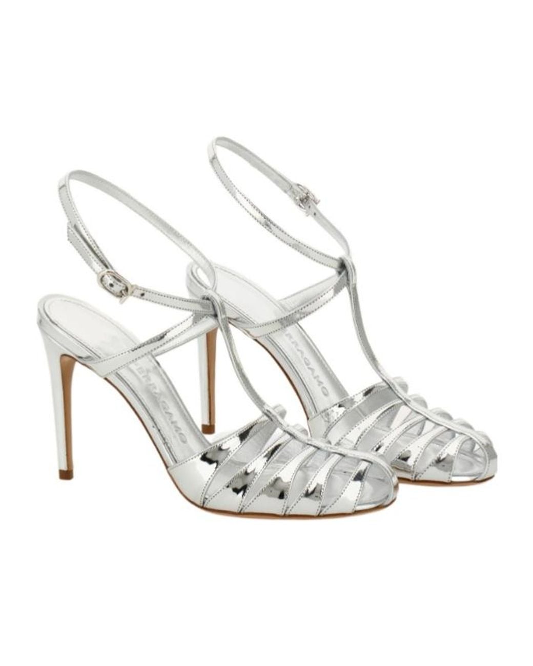 Ferragamo White Cage Stiletto Sandal