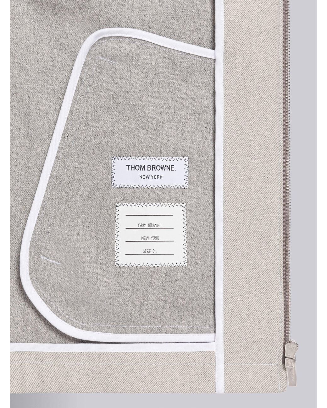 Thom Browne White 4-Bar Stripe Detailed Zipped Jacket for men