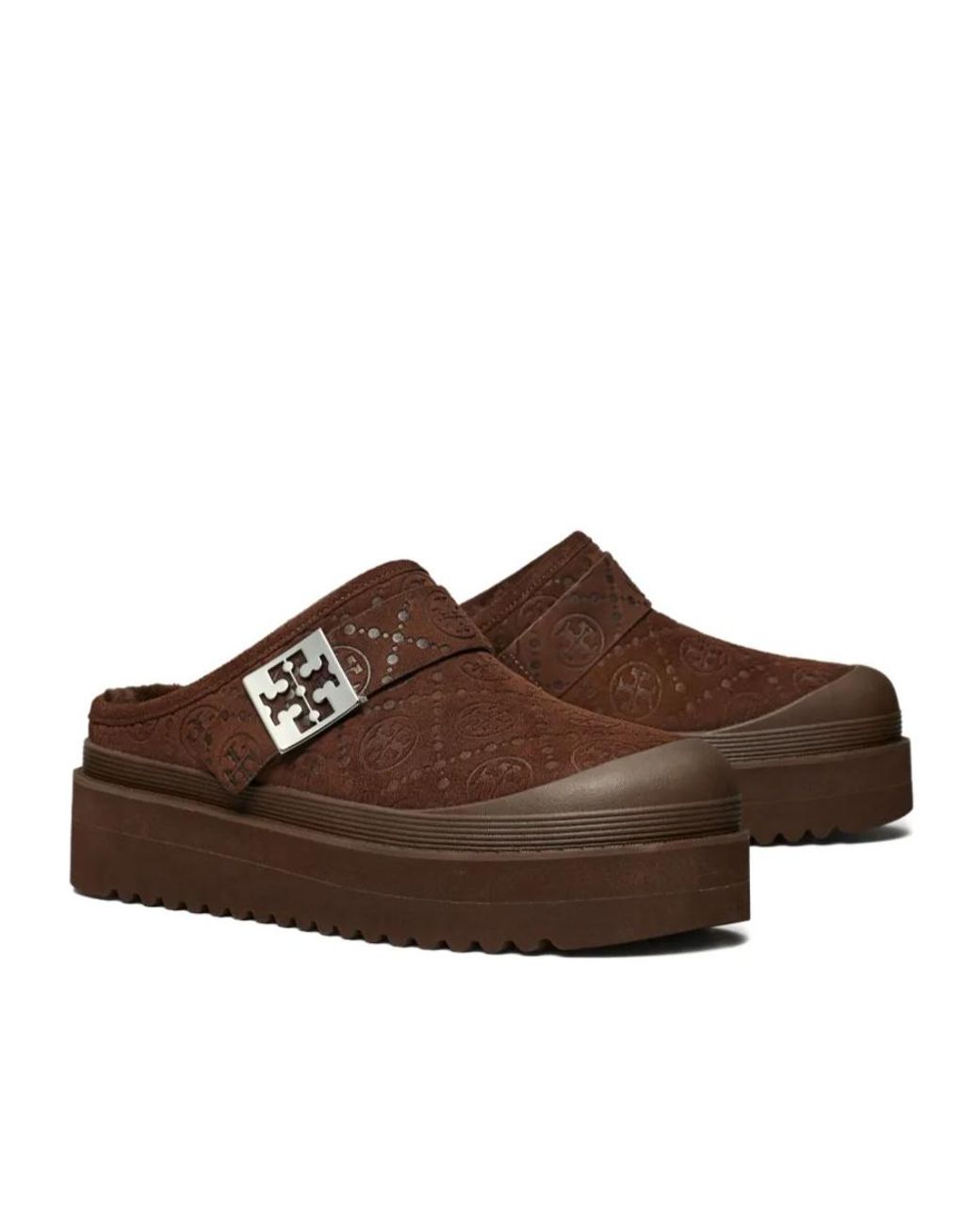 Tory Burch Brown Mellow Shearling Platform Mules