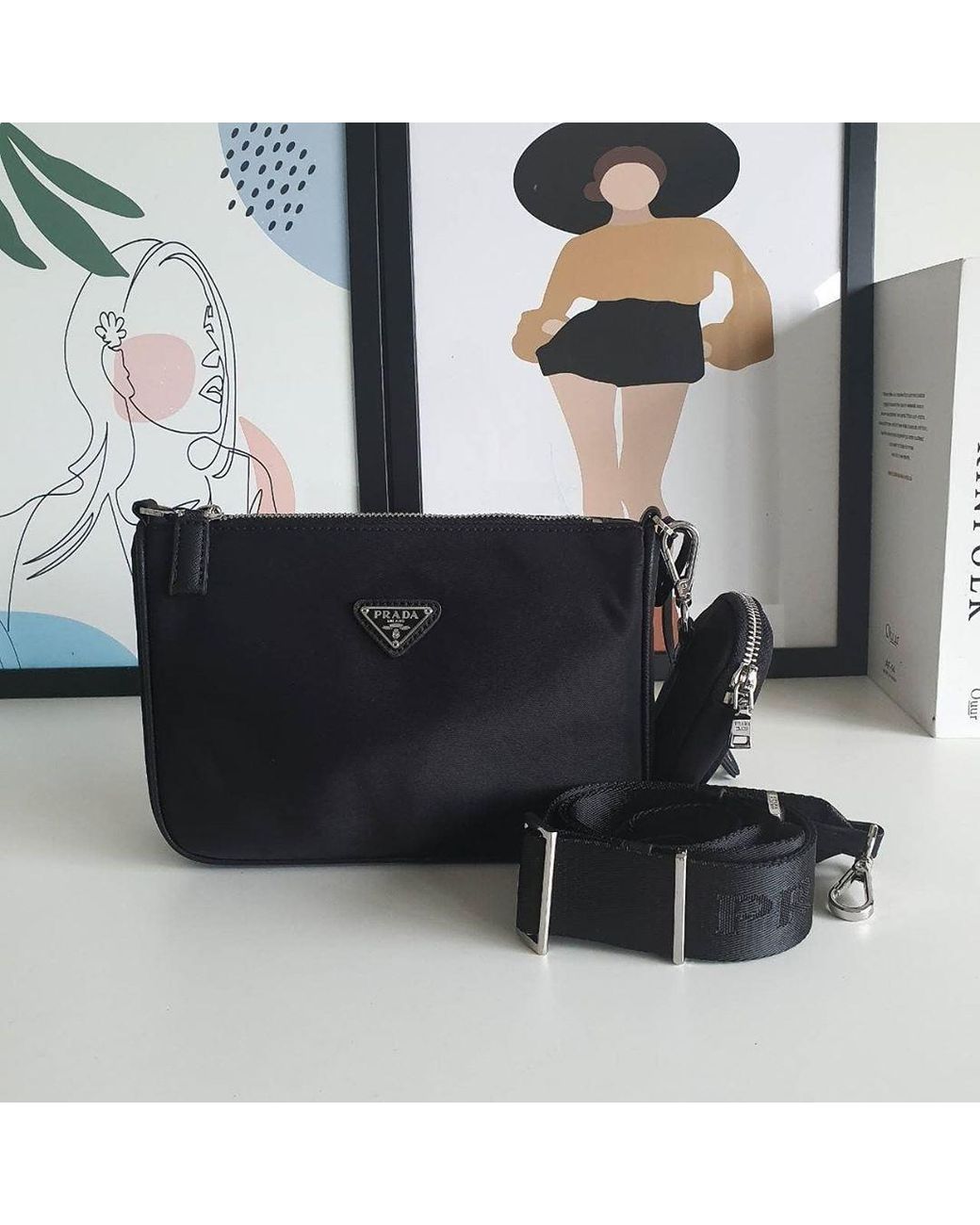 Prada Black Saffiano-Leather Shoulder Bag for men