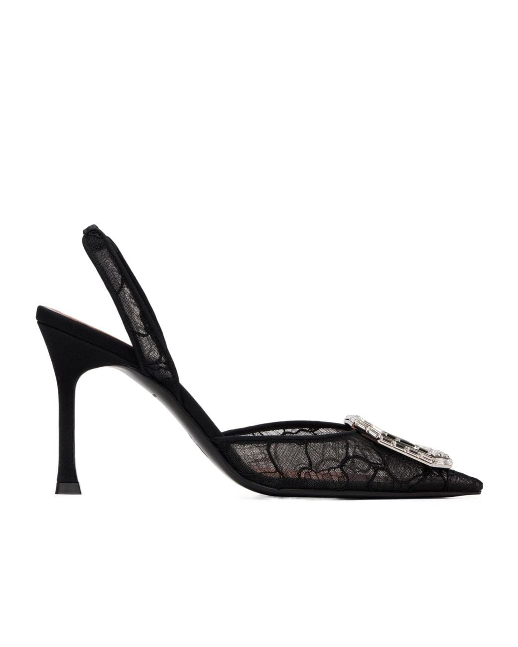 AMINA MUADDI Black Camelia Lace Sling 90 Pointed-Toe High-Heeled Sandals