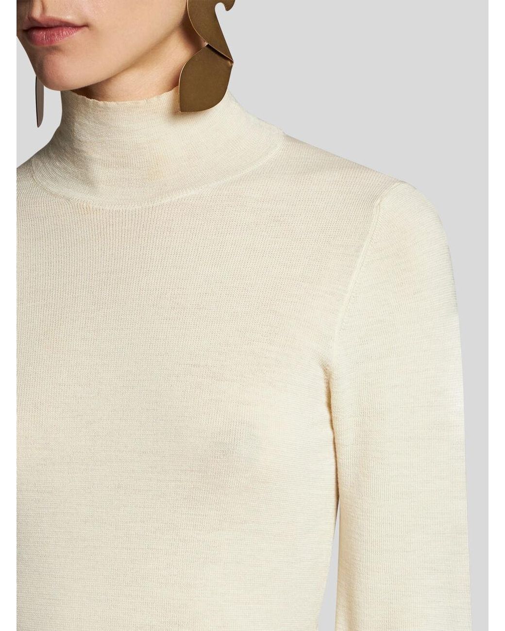 Etro White Wool Turtleneck Sweater