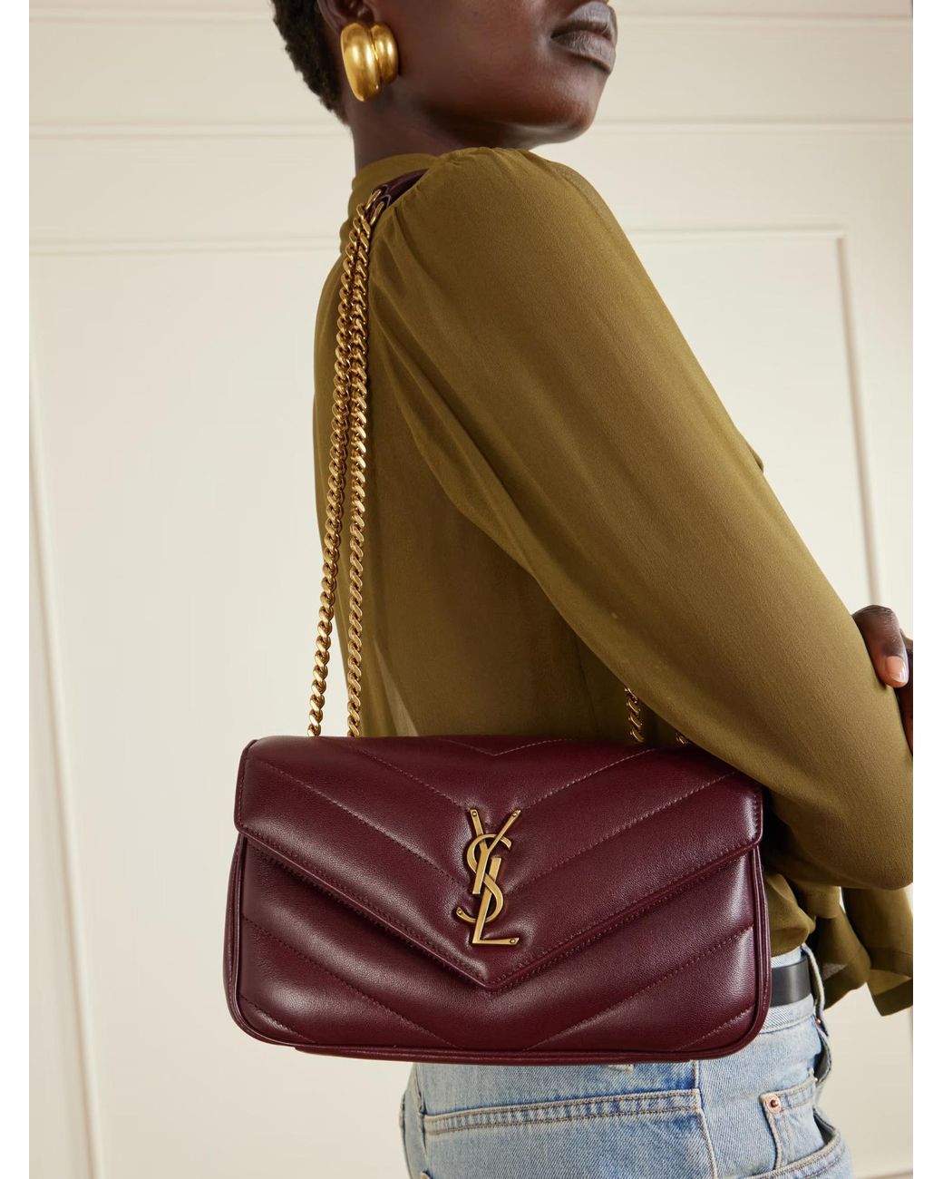 Saint Laurent Purple Chain Shoulder Bag