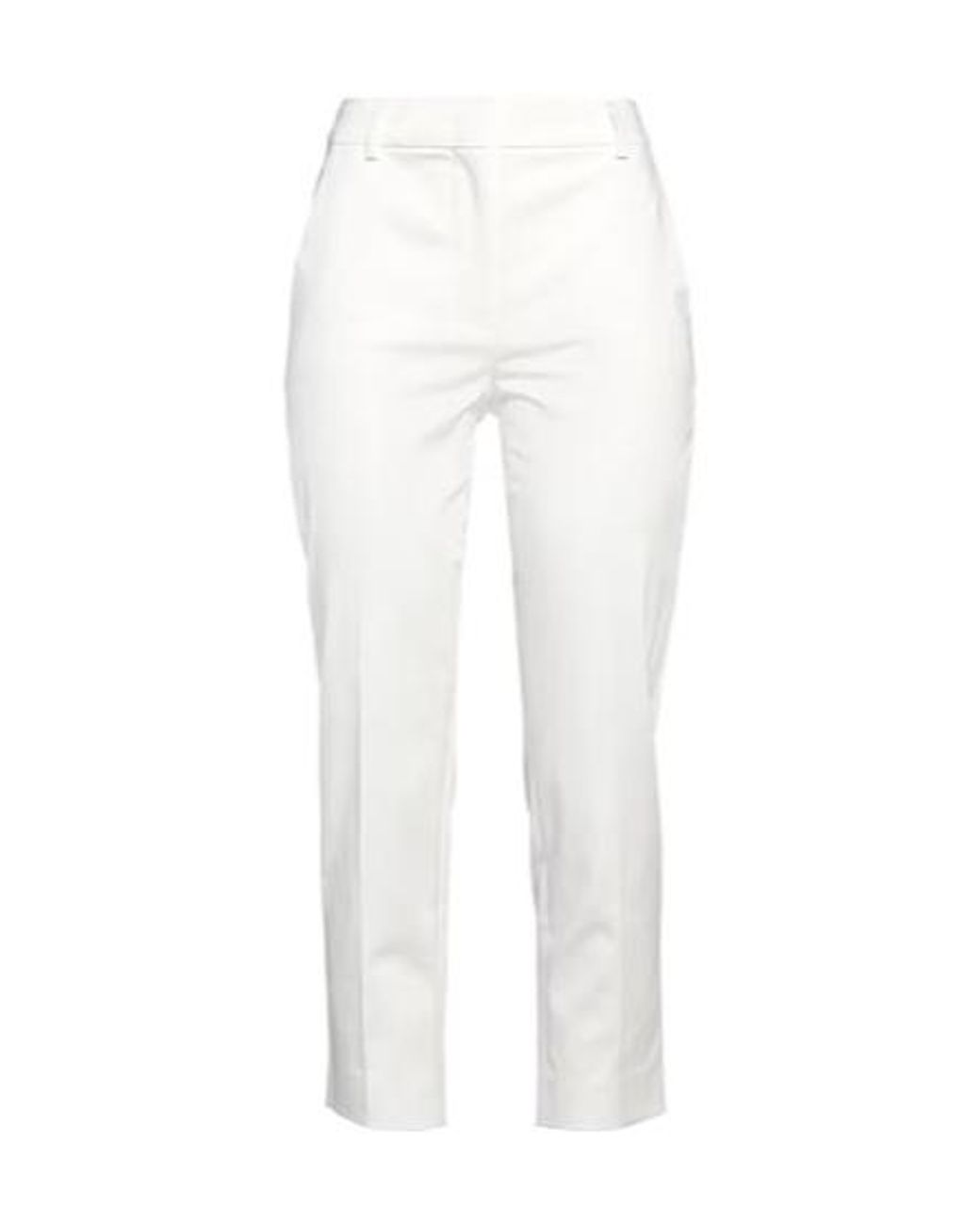 Max Mara White Solid Color Nine-Point Slim-Fitting Trousers