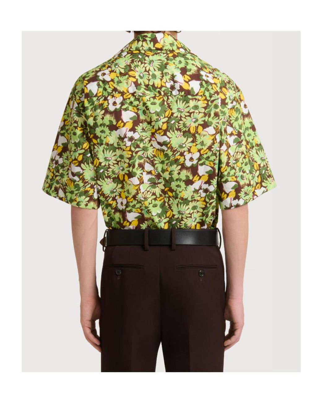 Marni Green Pop Flowers Print Poplin Shirt for men