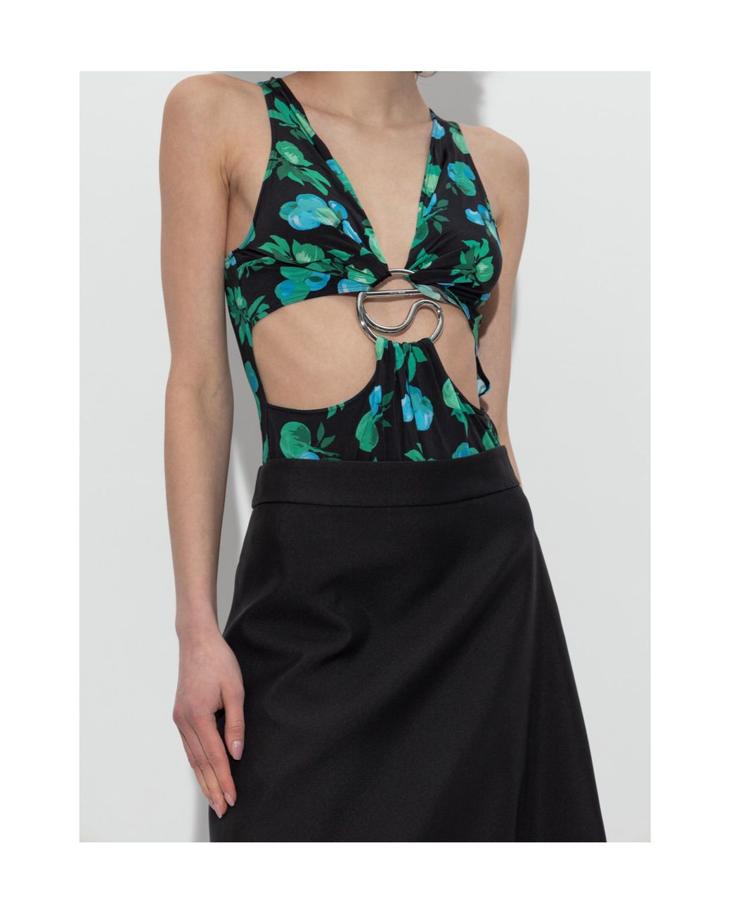 Coperni Green Floral-Print Bodysuit