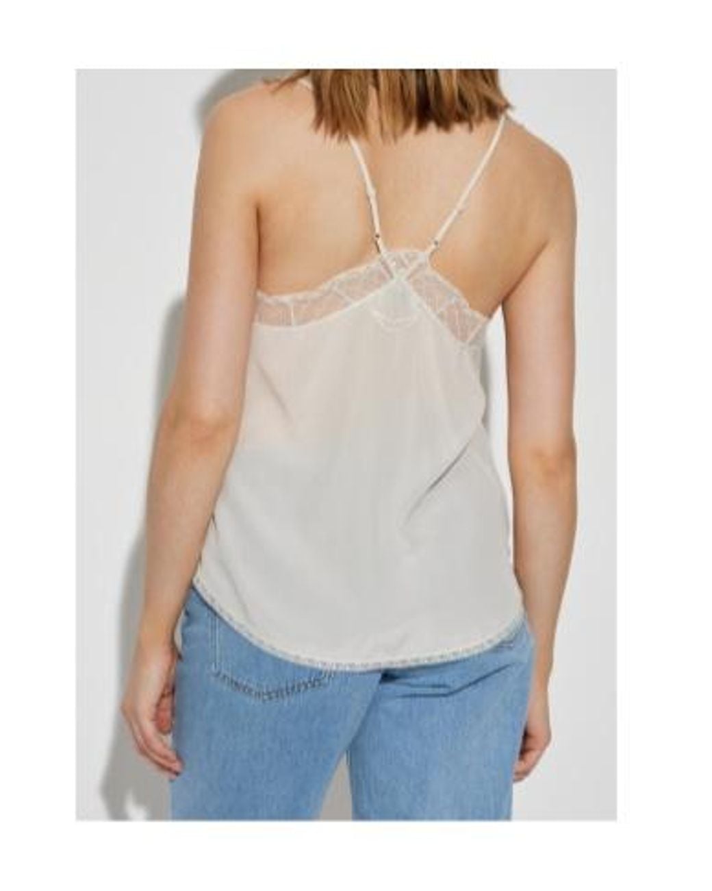 Zadig & Voltaire Natural Christy V-Neck Lace Top