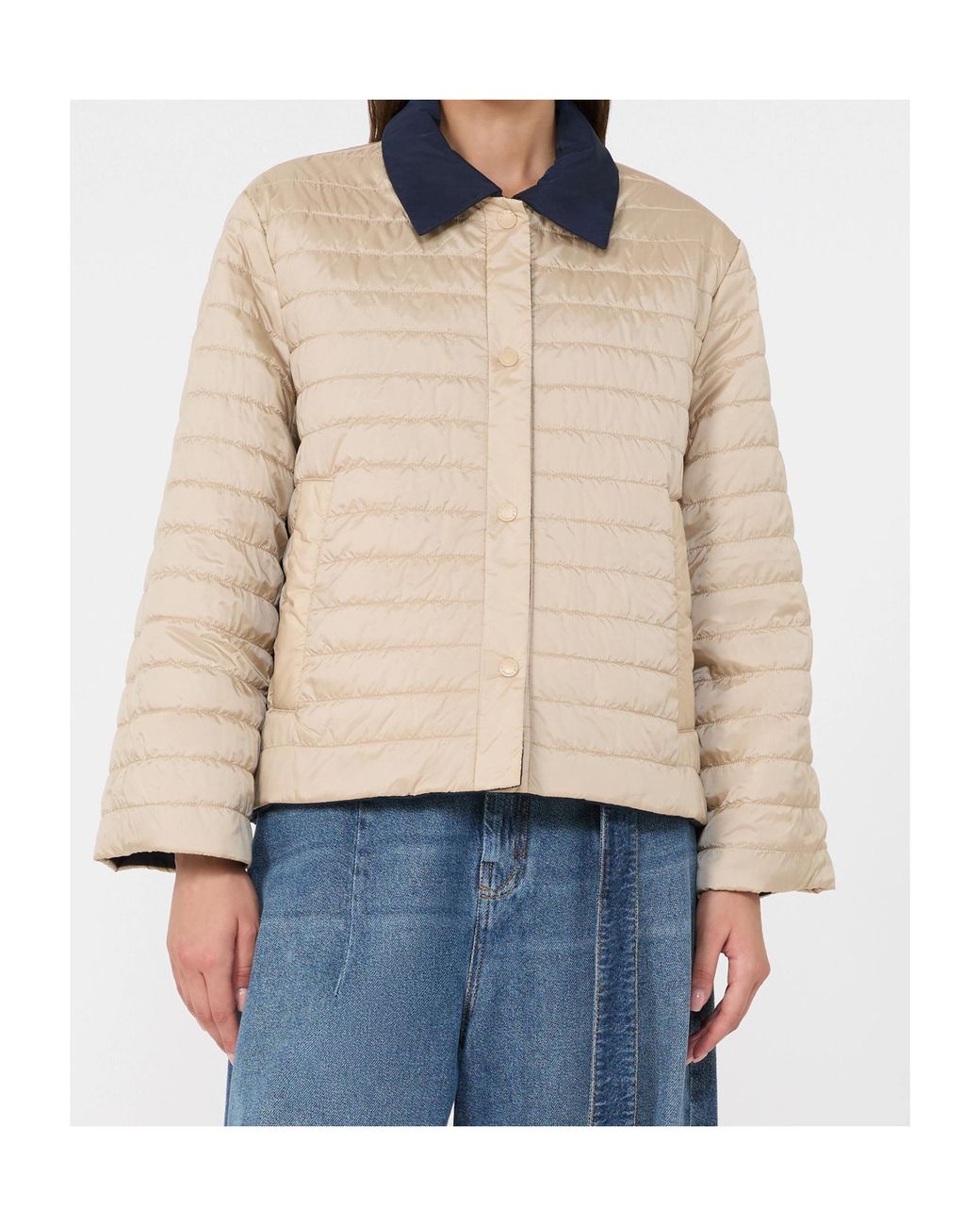 Weekend by Maxmara Blue Button-Up Collared Jacket