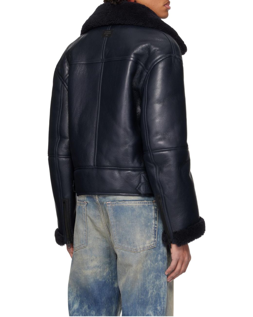 Acne Black Zip-Up Leather Jacket for men
