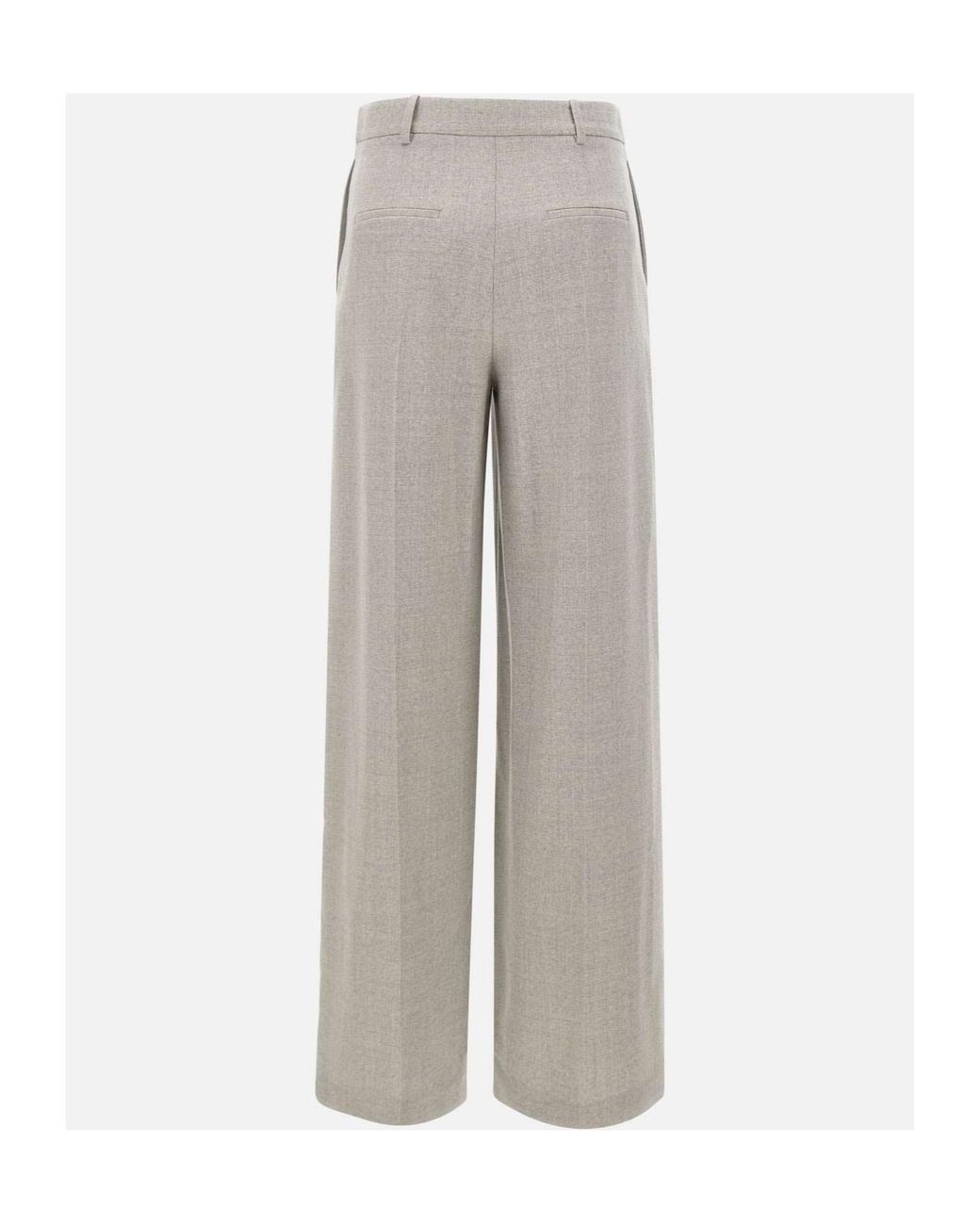 Eleventy Gray Wide-Leg Wool Pants