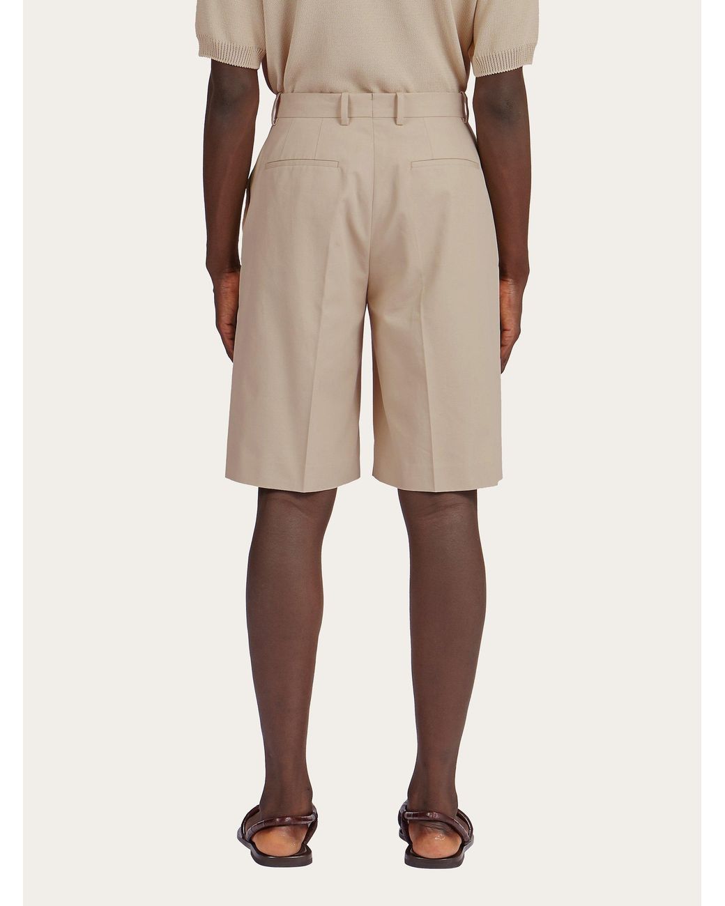 Ferragamo Natural Ferragamo Pressed-Crease Tailored Bermuda Shorts for men