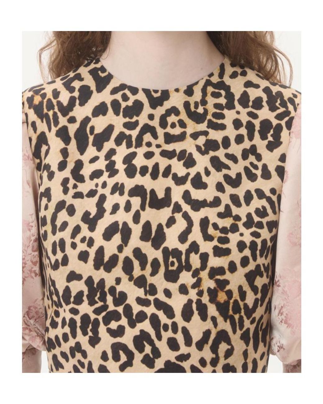 Valentino Natural Leopard Printed Puff-Sleeved Mini Dress