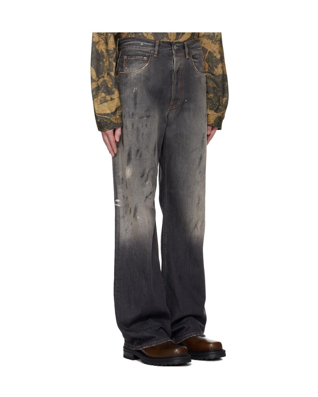 Acne Gray Loose-Fit Distressed Jeans for men