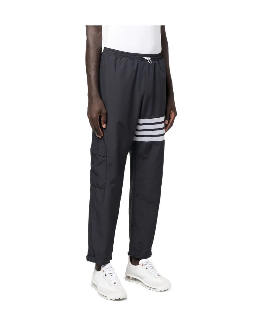 Thom Browne Blue High Waist 4-Bar Striped Track Pants for men