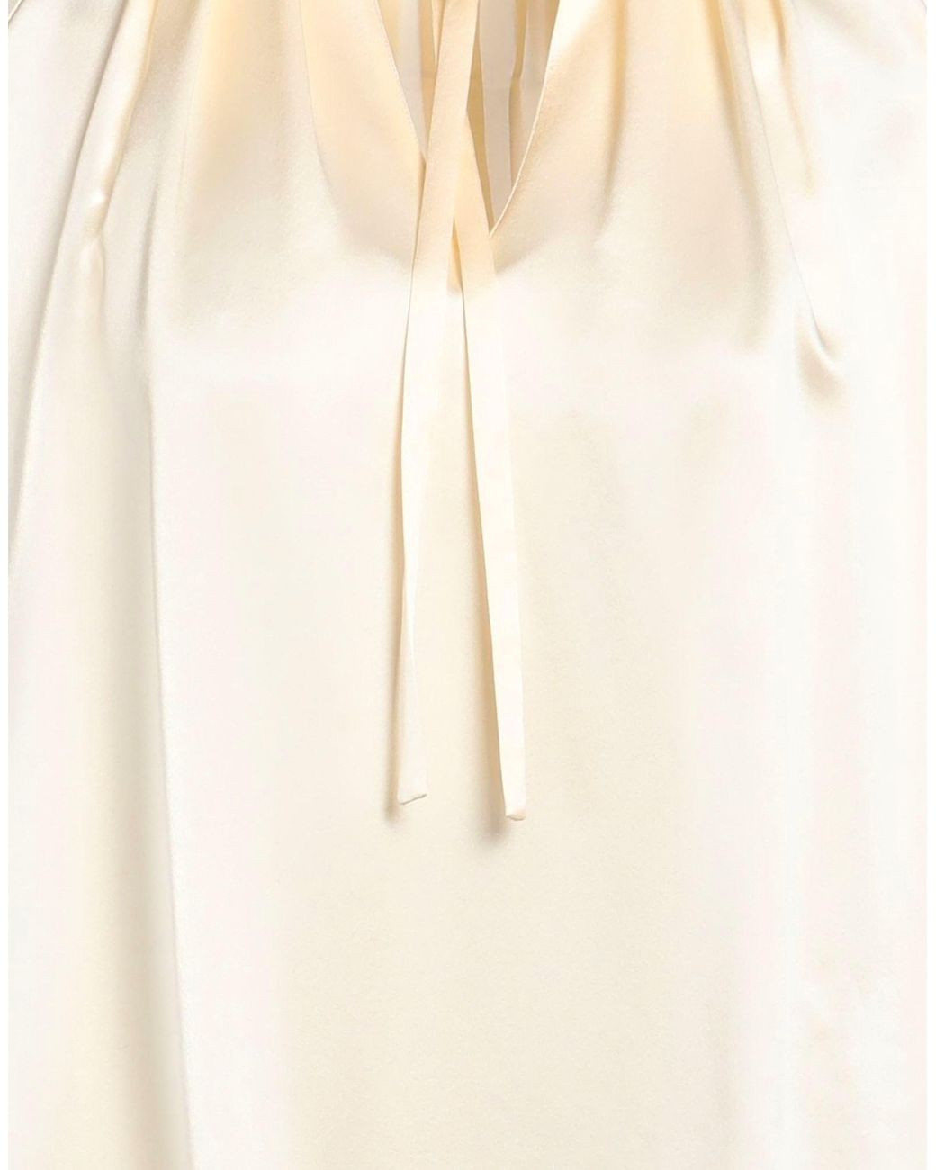 Max Mara White Solid Color Satin Long-Sleeve Top