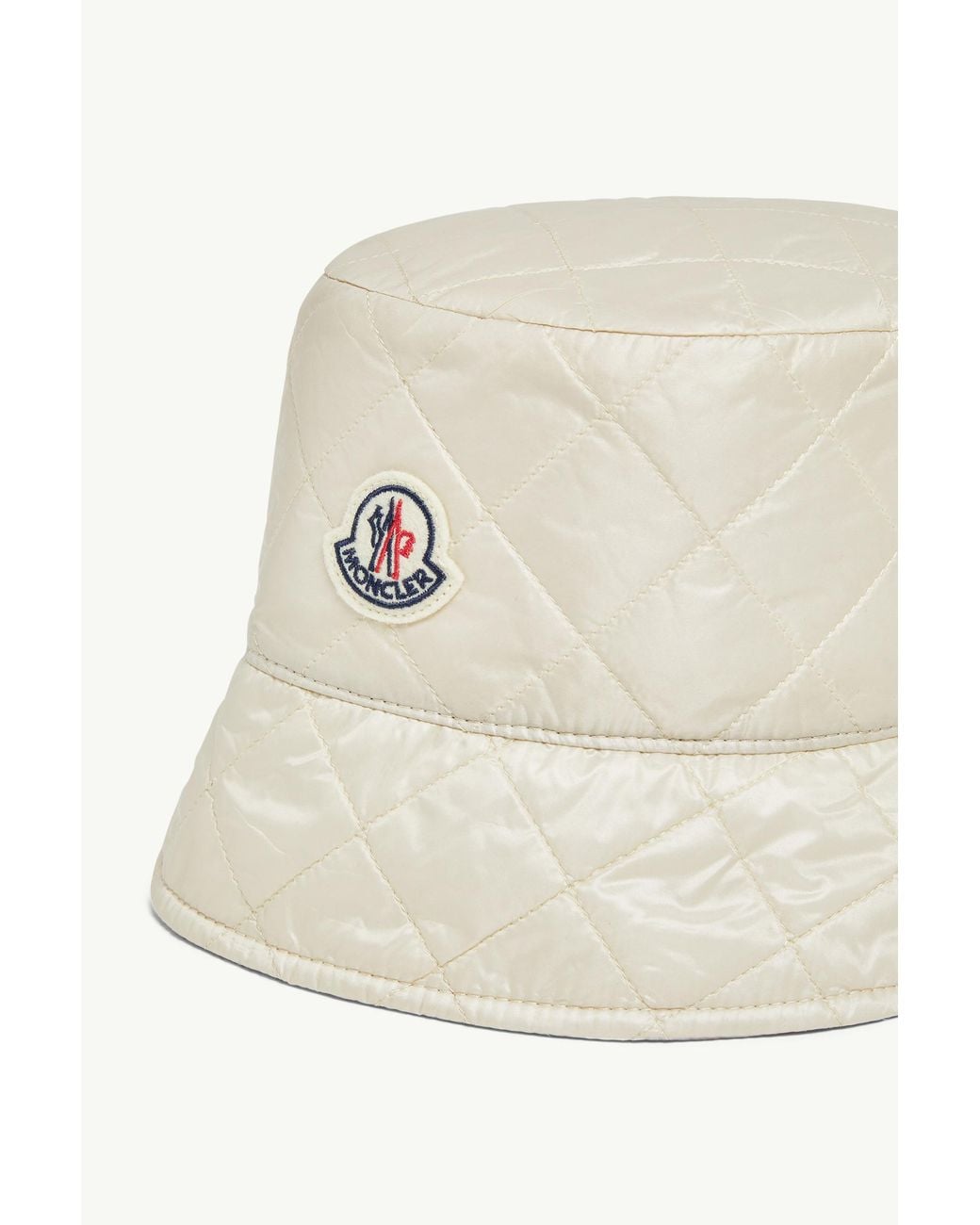 Moncler White Logo Patch Quilted Bucket Hat