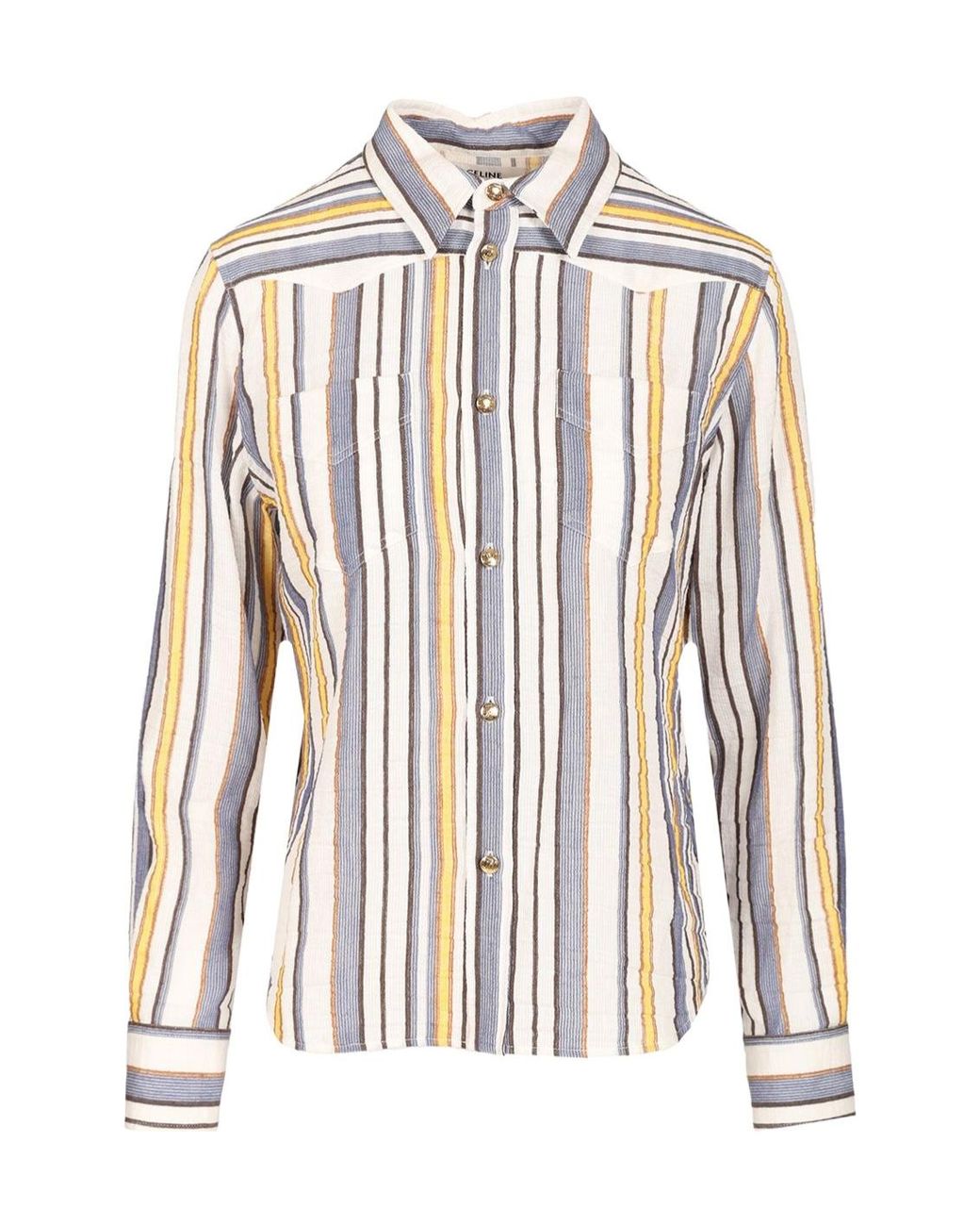 Céline White Lapel Long Sleeve Shirt