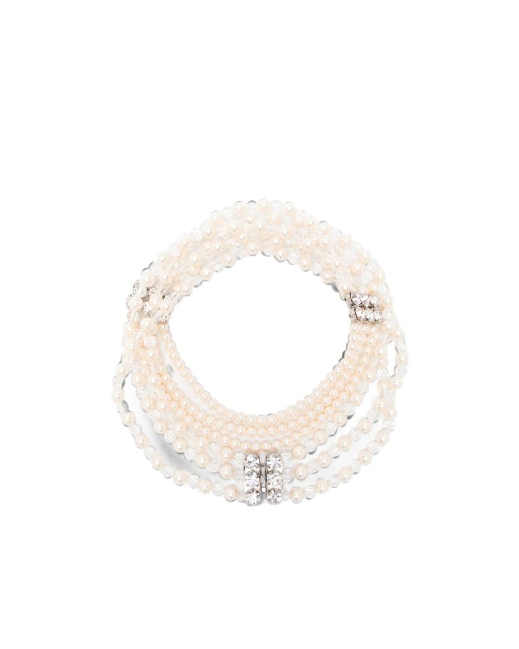 Alessandra Rich White Bijoux Triple-Strand Necklace
