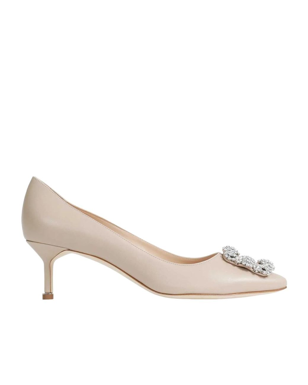 Manolo Blahnik White Buckled High Heels