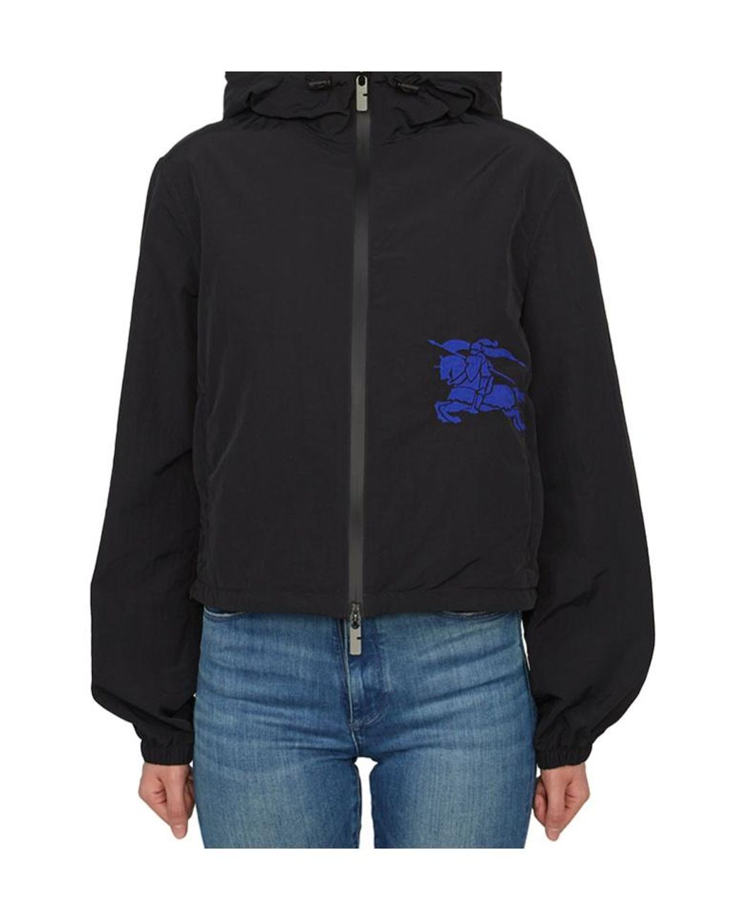 Burberry Black Ekd Motif Zipped Hooded Jacket