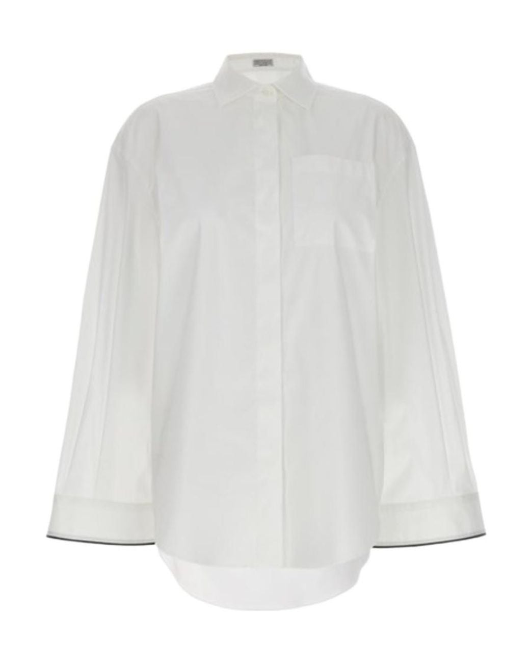 Brunello Cucinelli White Spread-Collared Buttoned Shirt