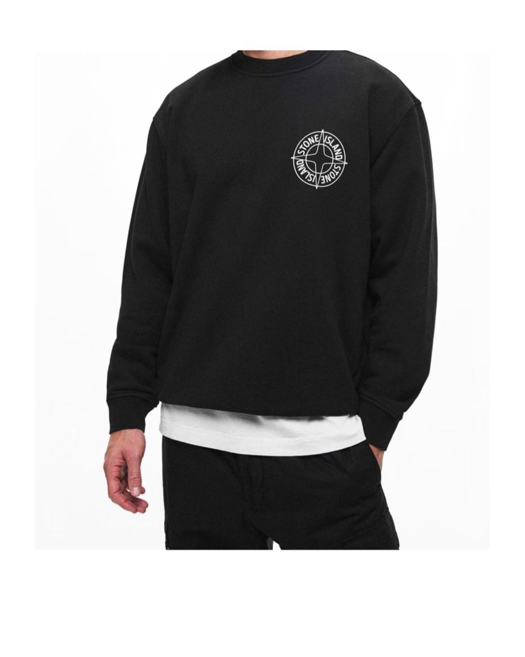 Stone Island Black Compass Crew Sweatshirt for men