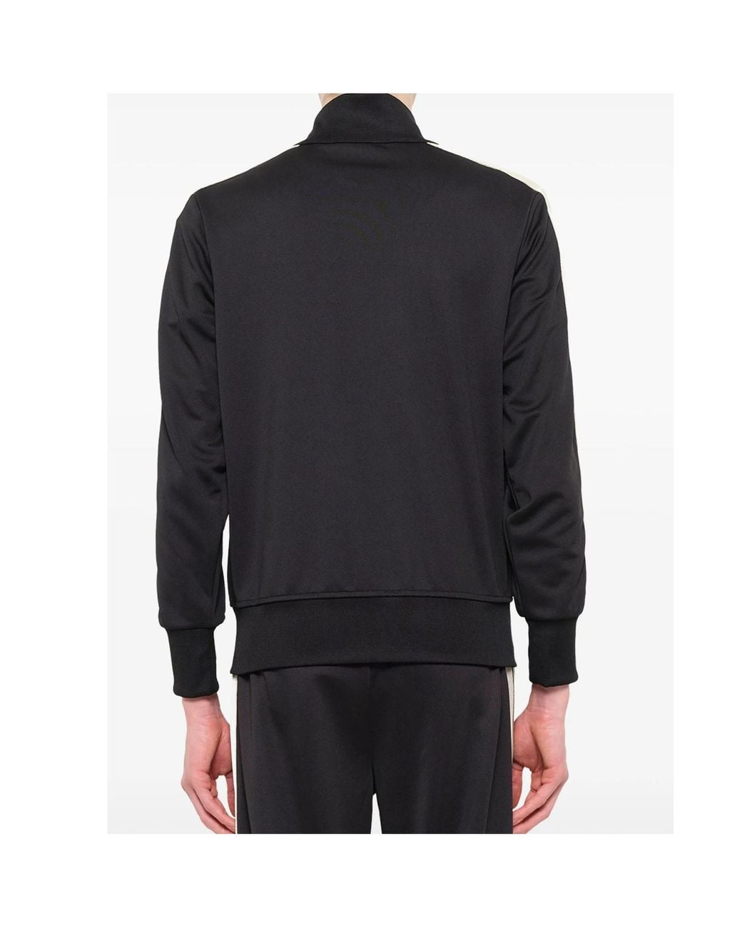 Palm Angels Black Logo-Embroidered Striped-Sleeve Sweatshirt for men
