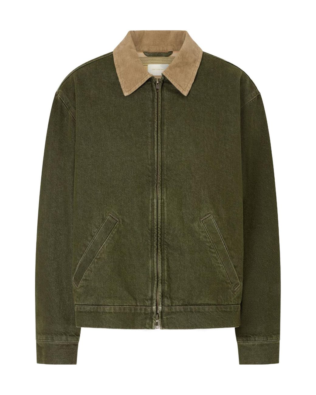 Aimé Leon Dore Green Corduroy-Trimmed Denim Jacket