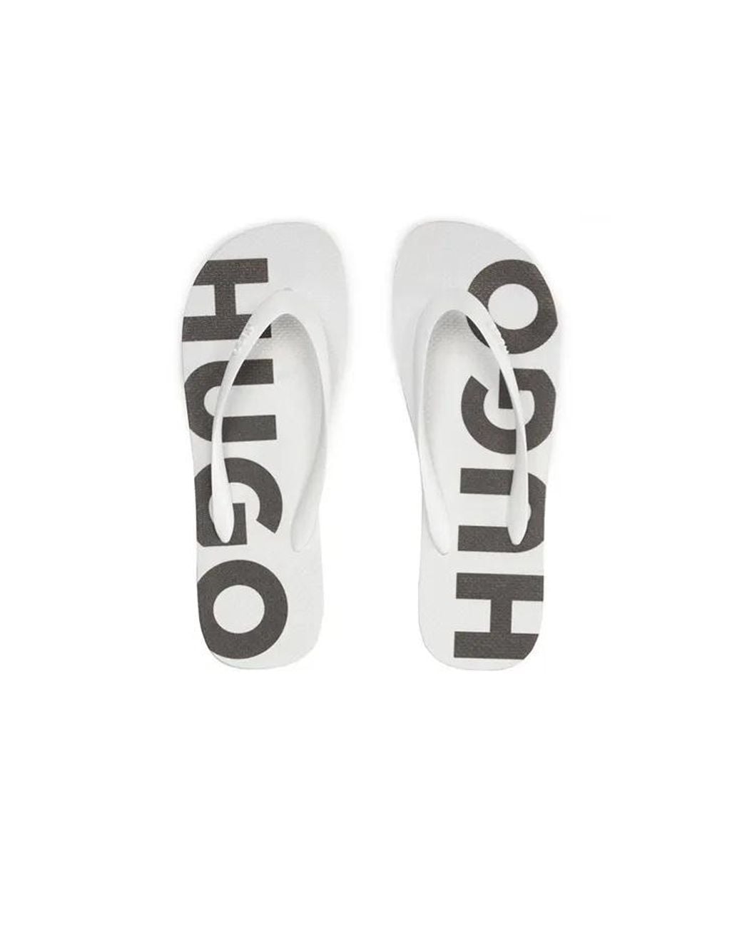 Boss White Round-Toe Flat Sandals for men