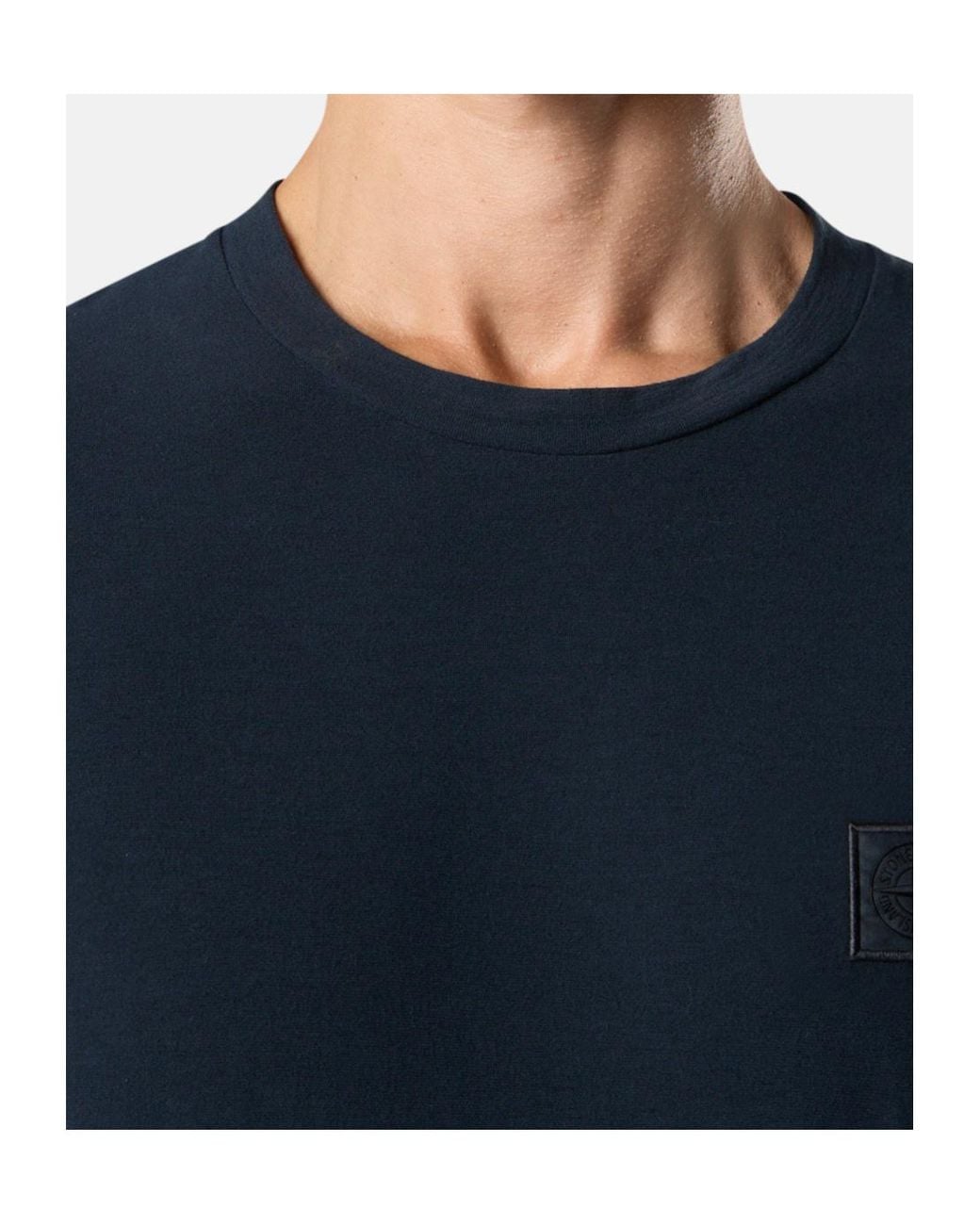 Stone Island Blue Plain Cotton T-Shirt for men