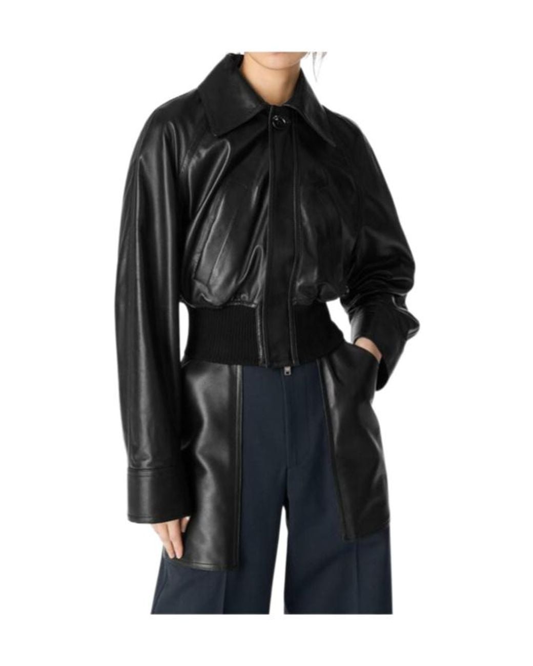 Bottega Veneta Black Zip-Up Leather Blouson