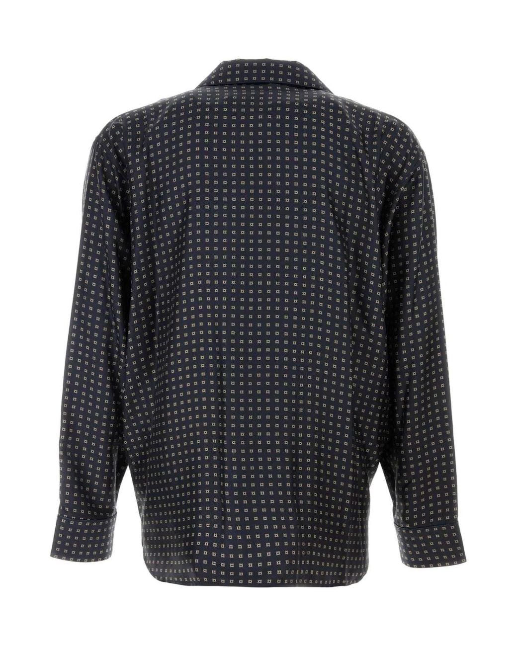 Saint Laurent Blue All-Over Patterned Button-Up Shirt for men