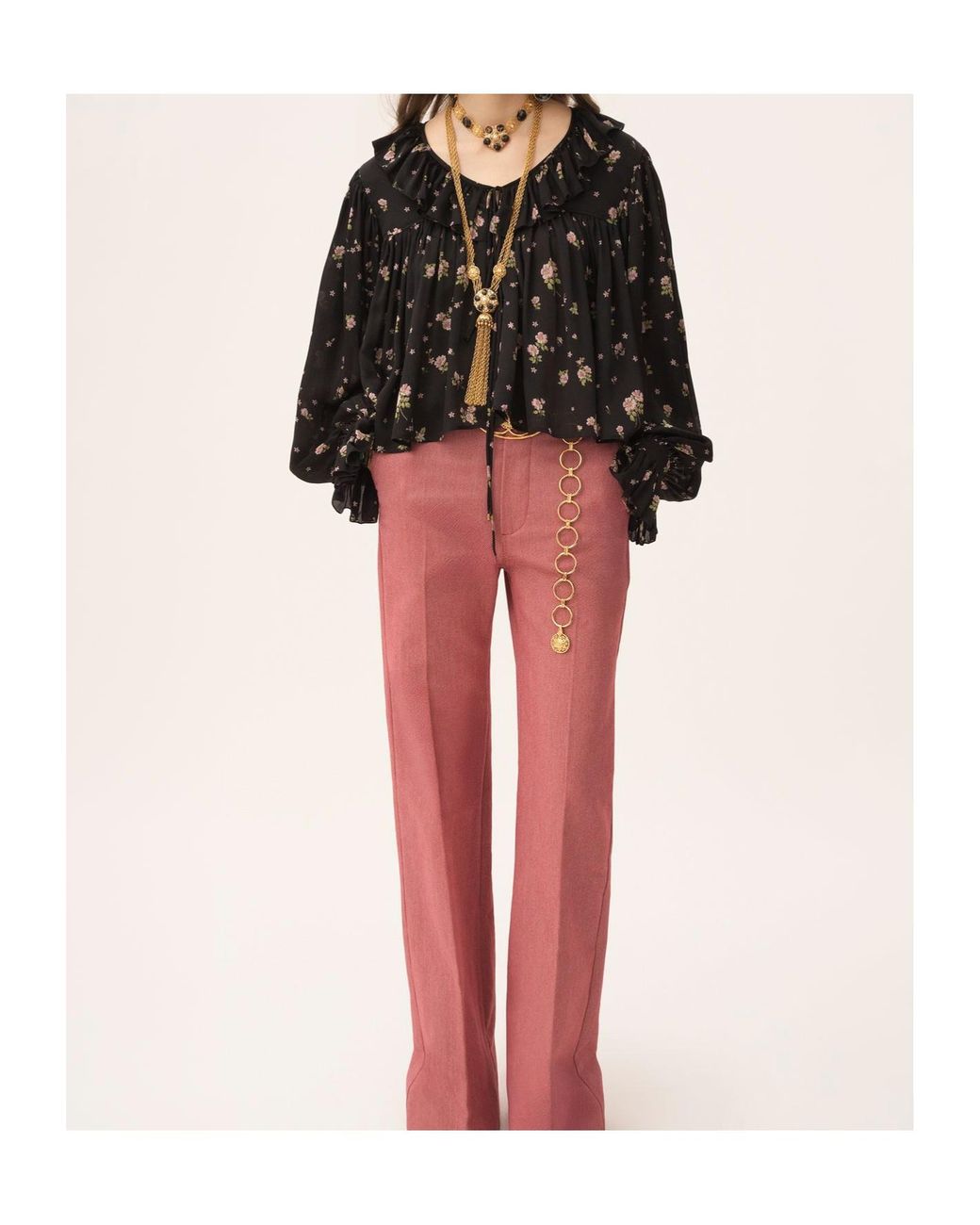 Chloé Black Maxi Top With Ruffles