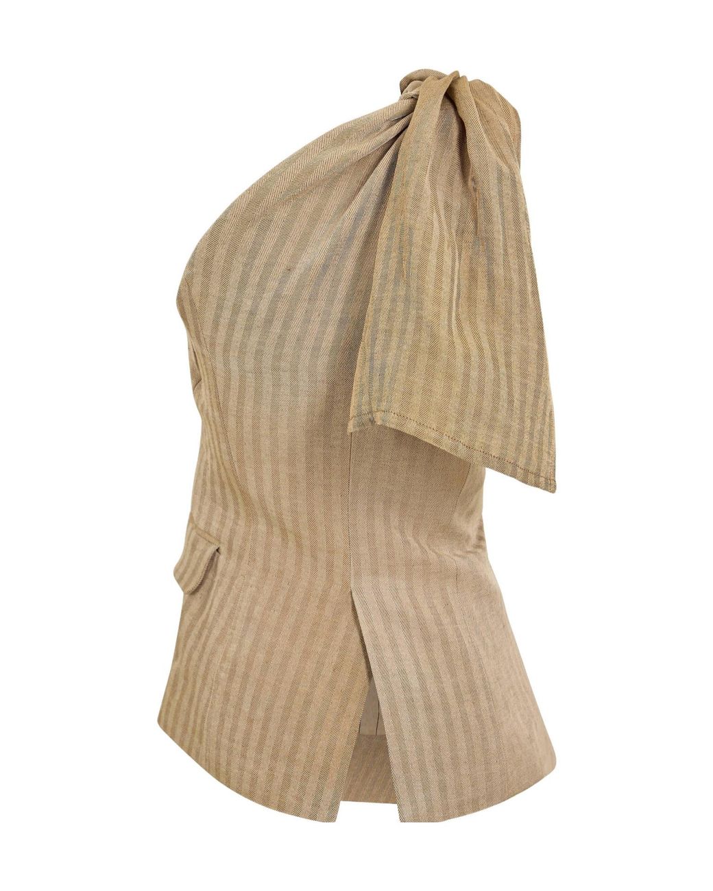 Uma Wang Natural Striped One-Shoulder Top