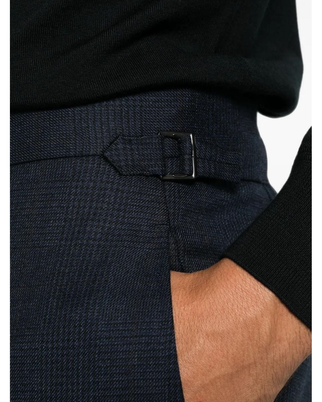 Tom Ford Blue Checked Trousers for men