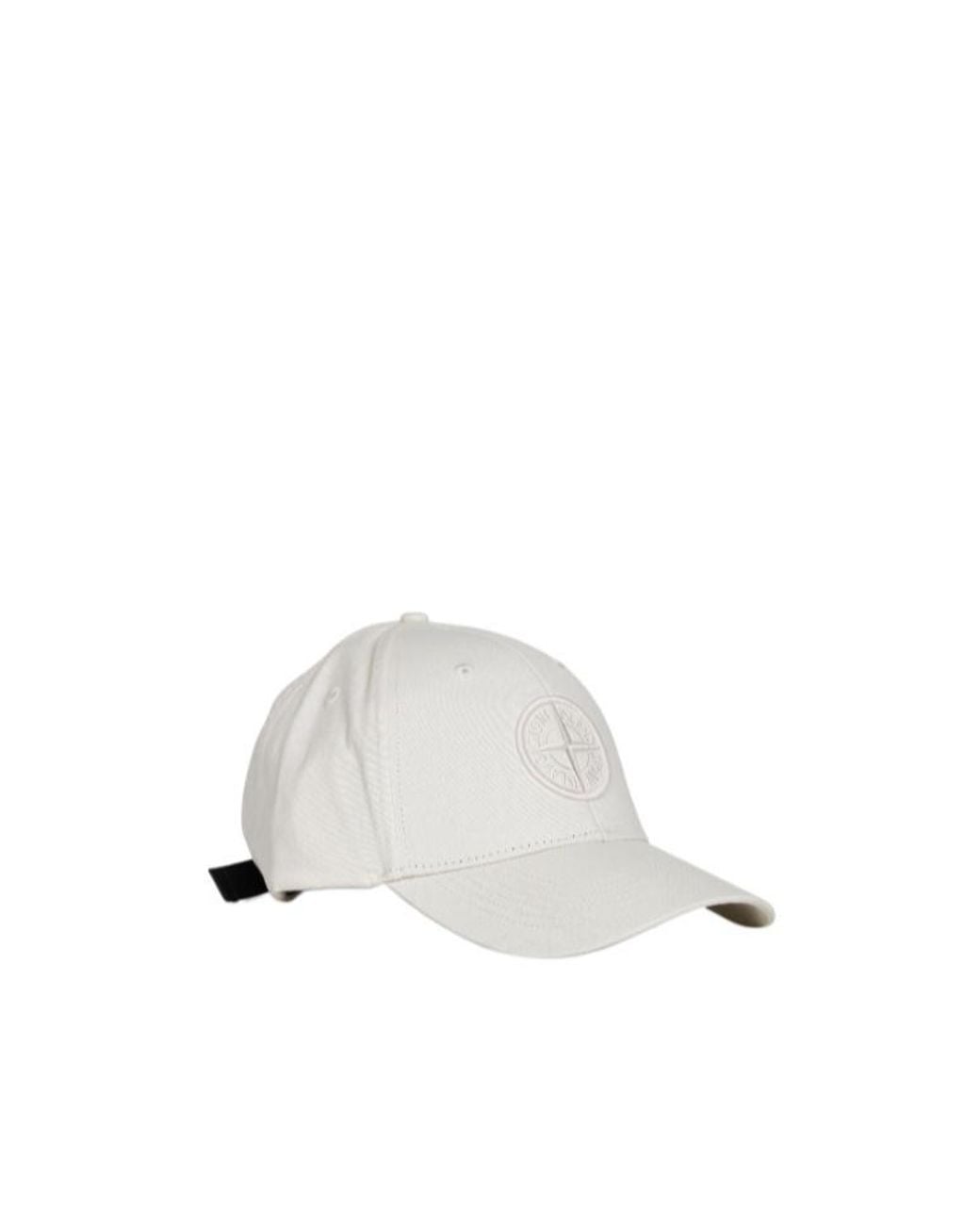 Stone Island White Compass Logo Baseball Hat for men