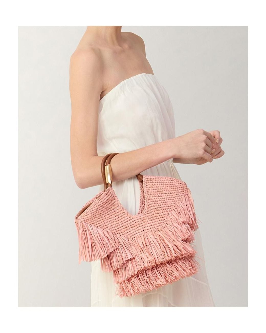 Zimmermann Pink Goldentime Small Fringe Tote